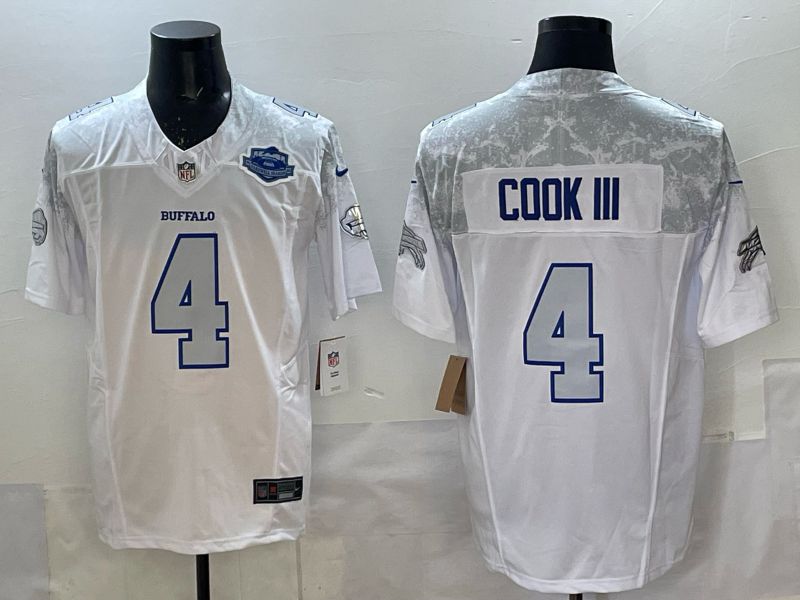 Men 2025 Buffalo Bills #4 Cook iii white 5th generation Throwback Nike Limited NFL Jersey style 08->buffalo bills->NFL Jersey